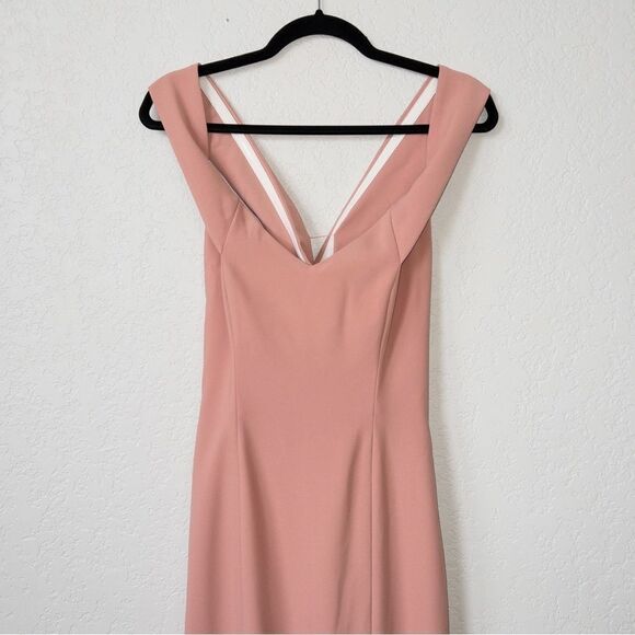 New Dessy Collection Desert Rose Off The Shoulder Criss Cross Trumpet Gown 8R‎ - Picture 3 of 9